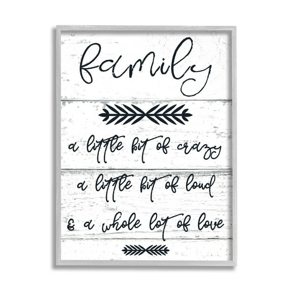 The Stupell Home Decor A Little Crazy Loud Love Family Gray Framed Texturized Art