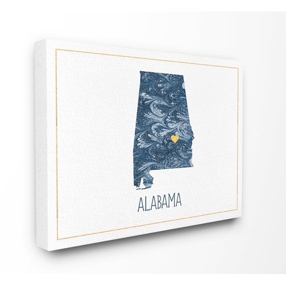 The Stupell Home Decor Alabama Minimal Blue Marbled Paper Silhouette Canvas Wall Art