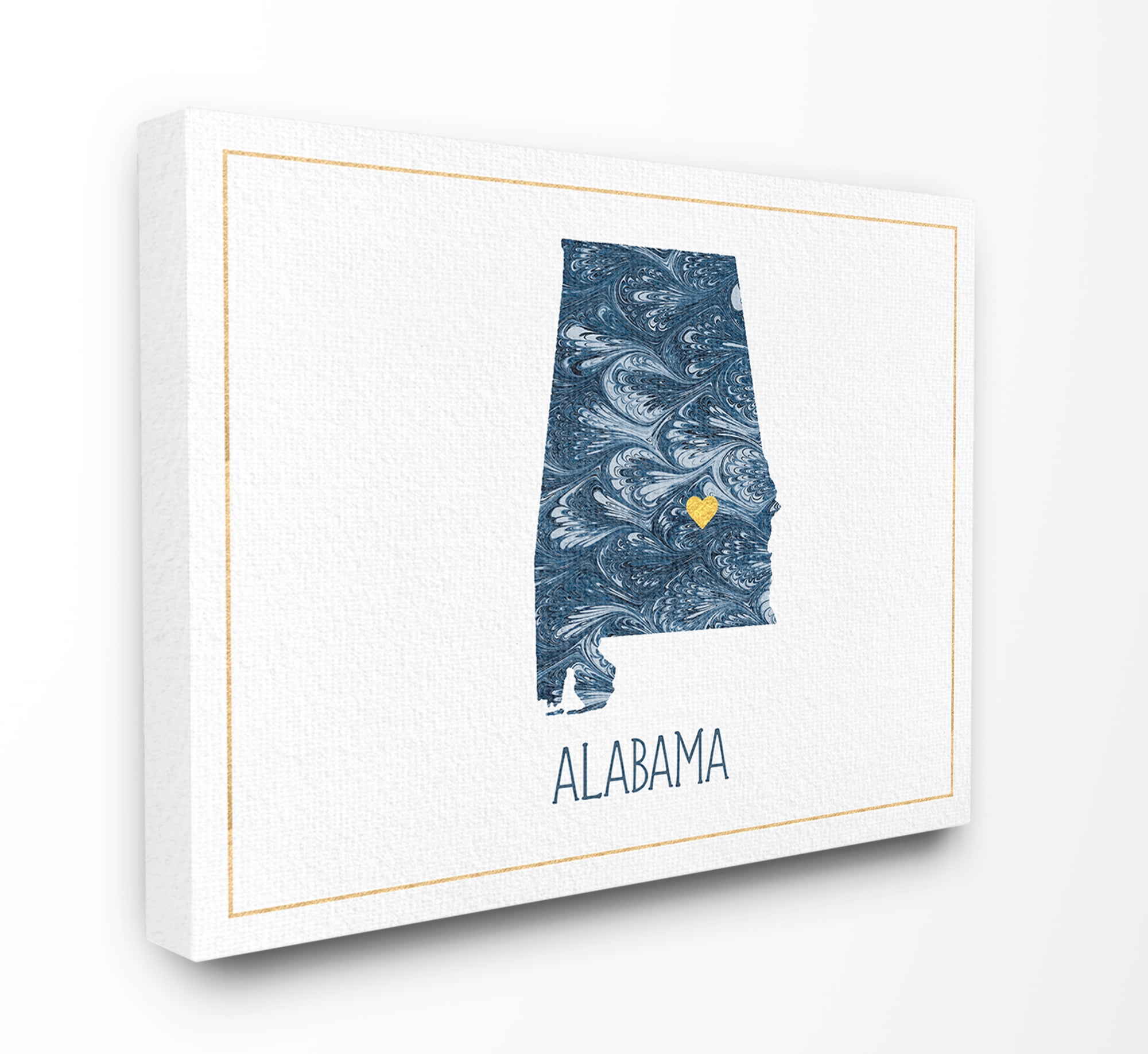 The Stupell Home Decor Alabama Minimal Blue Marbled Paper Silhouette Canvas Wall Art