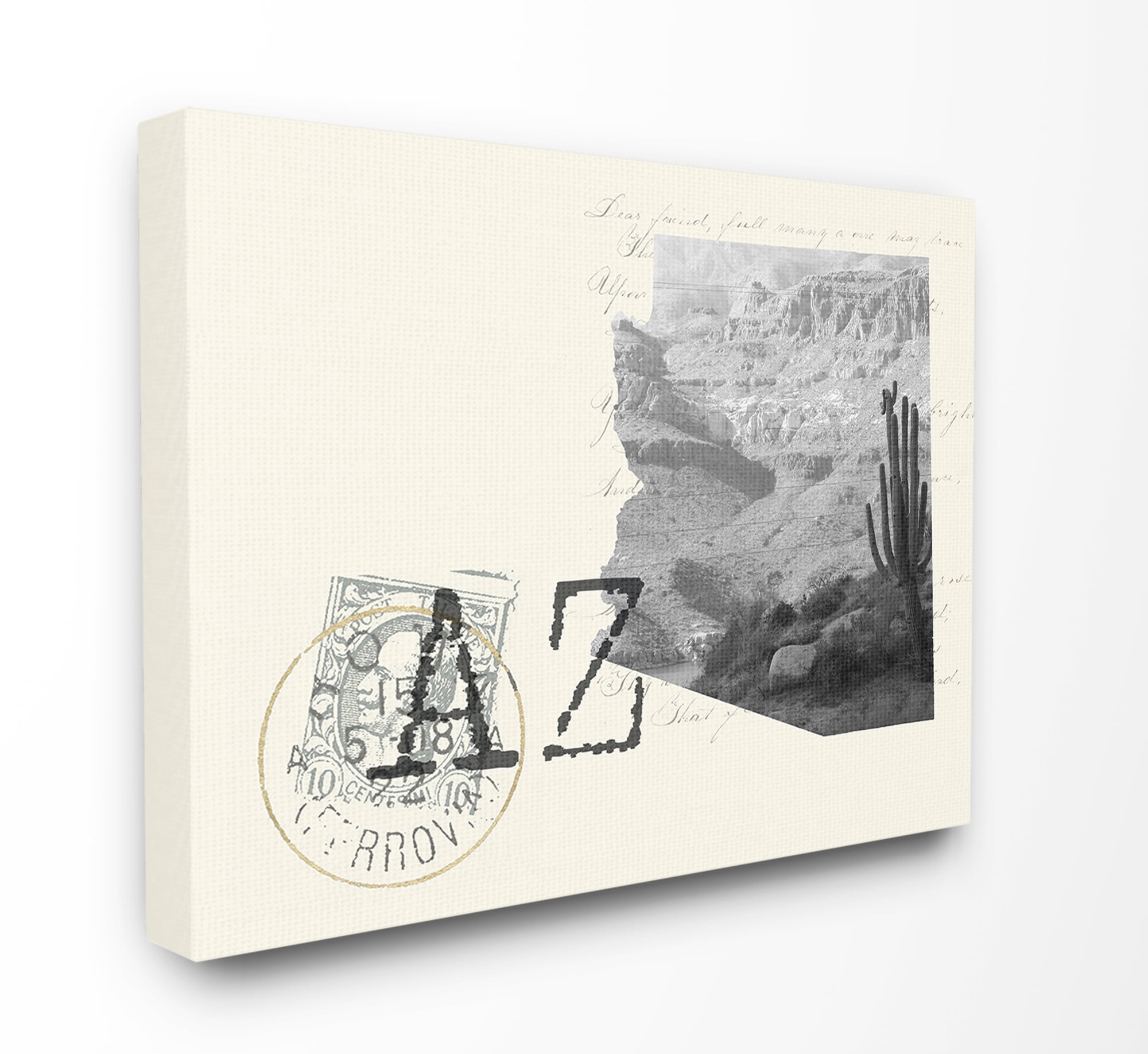 The Stupell Home Decor Arizona Black and White Photograph on Cream Paper Postcard Canvas Wall Art