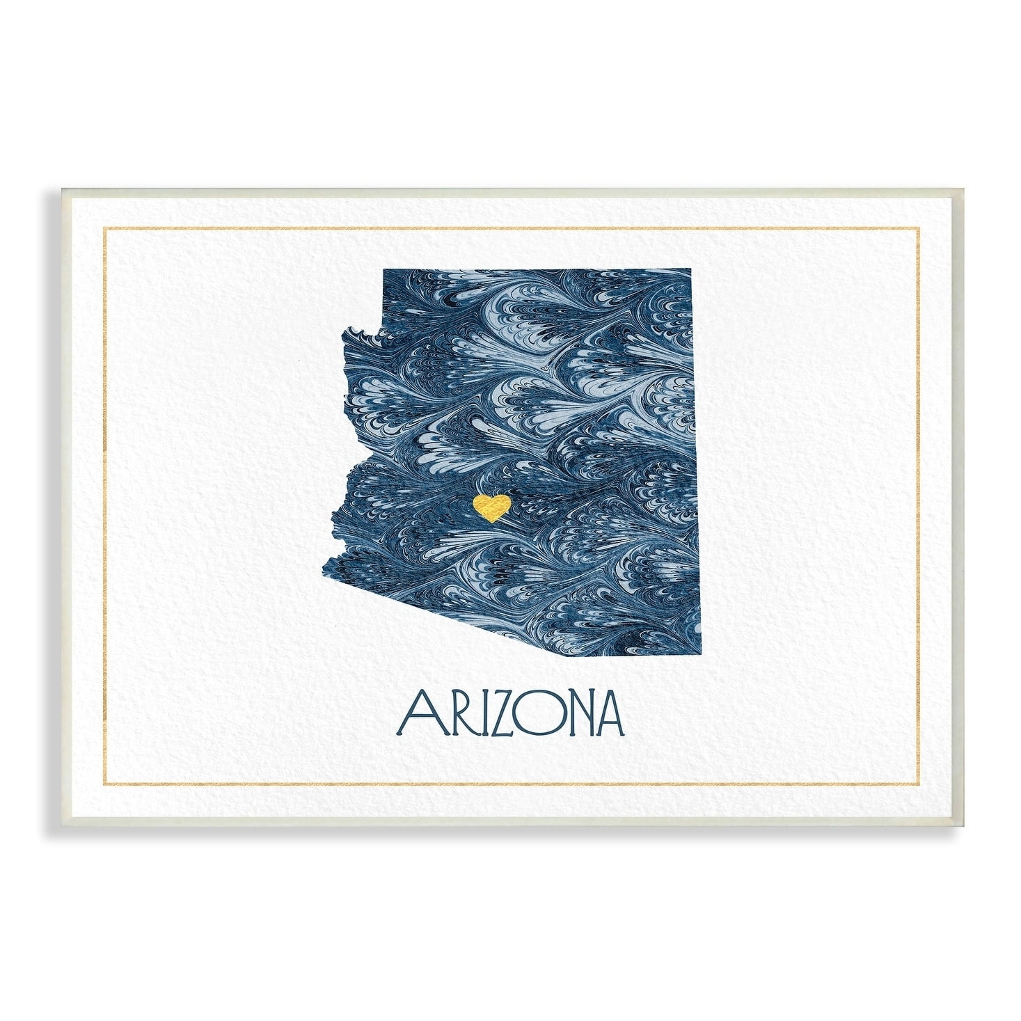 The Stupell Home Decor Arizona Minimal Blue Marbled Paper Silhouette Wall Plaque Art