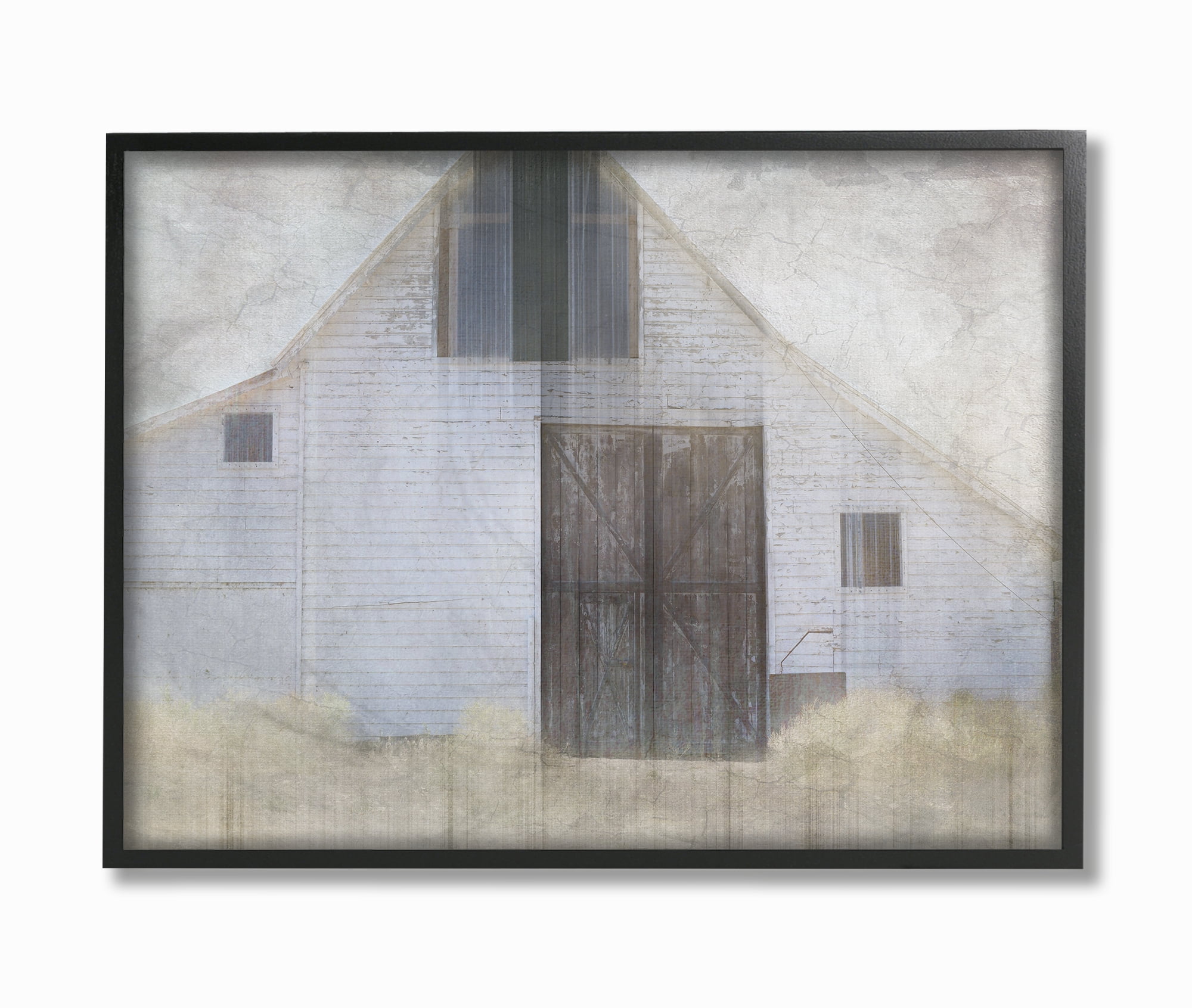The Stupell Home Decor Barn Door Neutral Palette Planked Look Art Framed Texturized Art