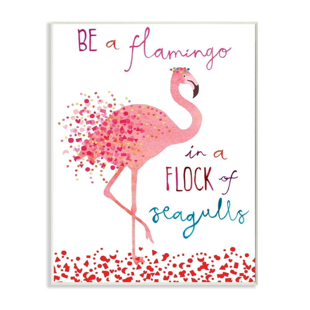 The Stupell Home Decor Be A Flamingo Peach and Pink Spotted Illustration with Typography