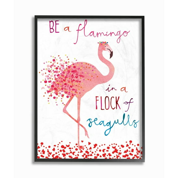 The Stupell Home Decor Be A Flamingo Peach and Pink Spotted Illustration with Typography