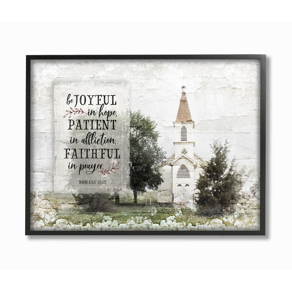 The Stupell Home Decor Be Joyful In Hope Distressed Church with Trees Photograph