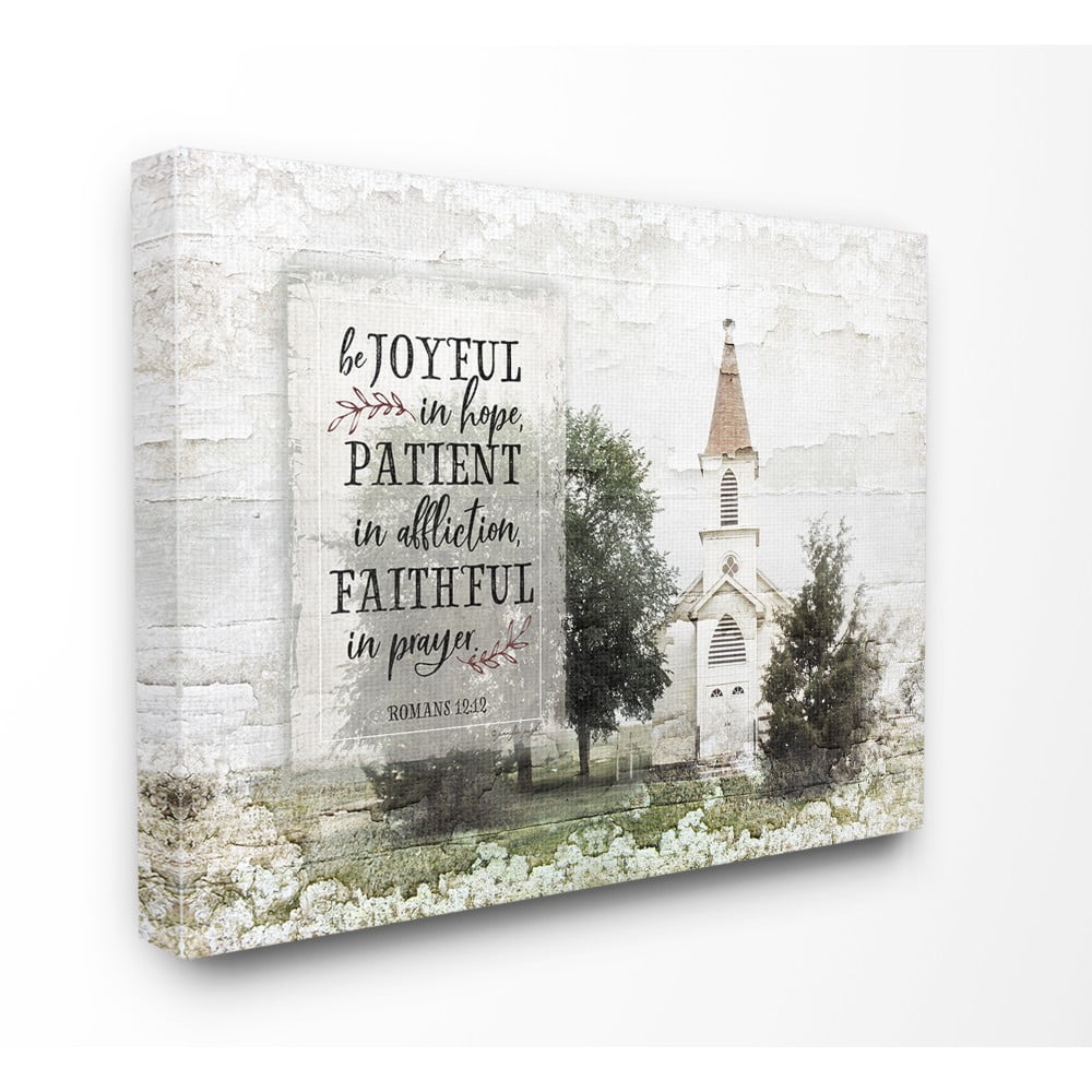 The Stupell Home Decor Be Joyful In Hope Distressed Church with Trees Photograph