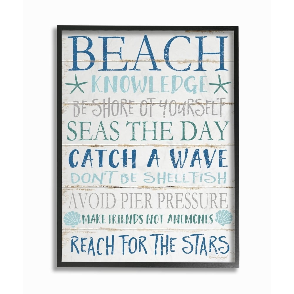 The Stupell Home Decor Beach Knowledge Blue Aqua and White Planked Look Sign