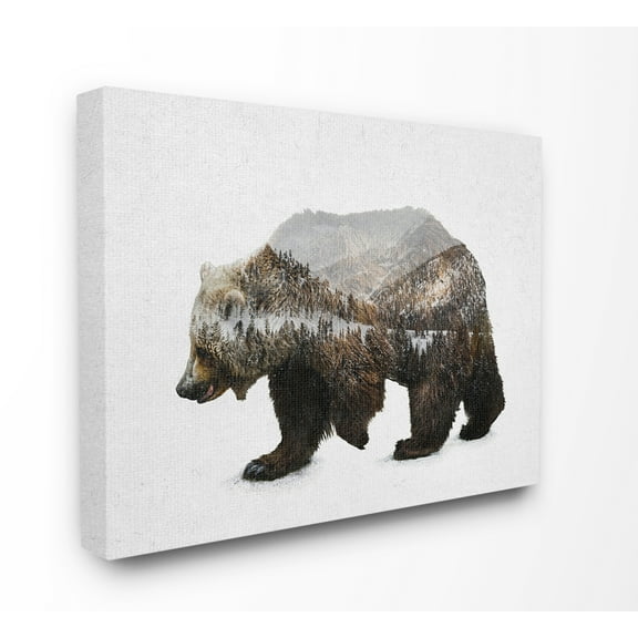 The Stupell Home Decor Bear Silhouette Mountain Range Photography Canvas Wall Art