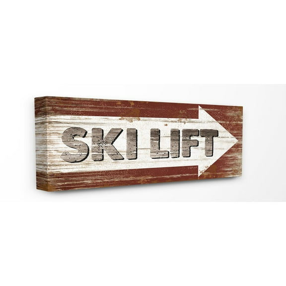 The Stupell Home Decor Black White and Red Rustic Wood Look Ski Lift Sign