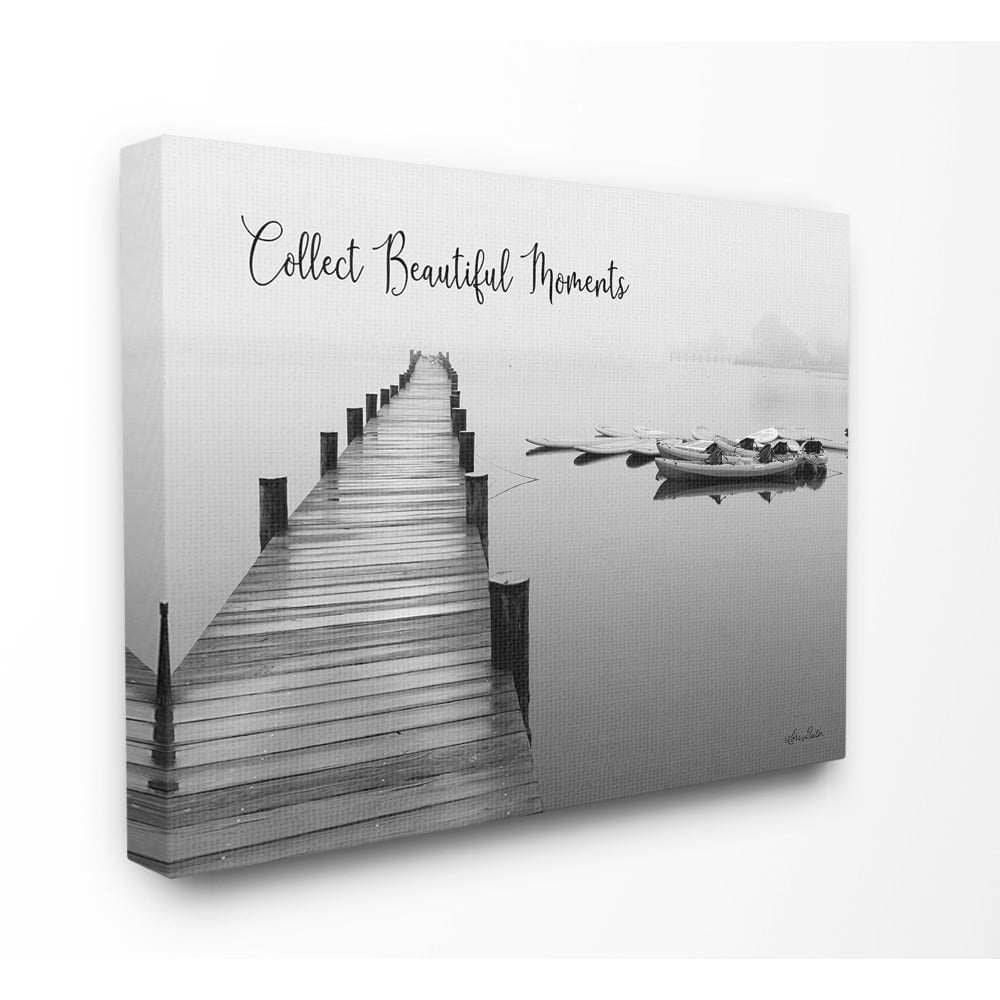 The Stupell Home Decor Black and White Calm Lake Photography Collect Beautiful Moments