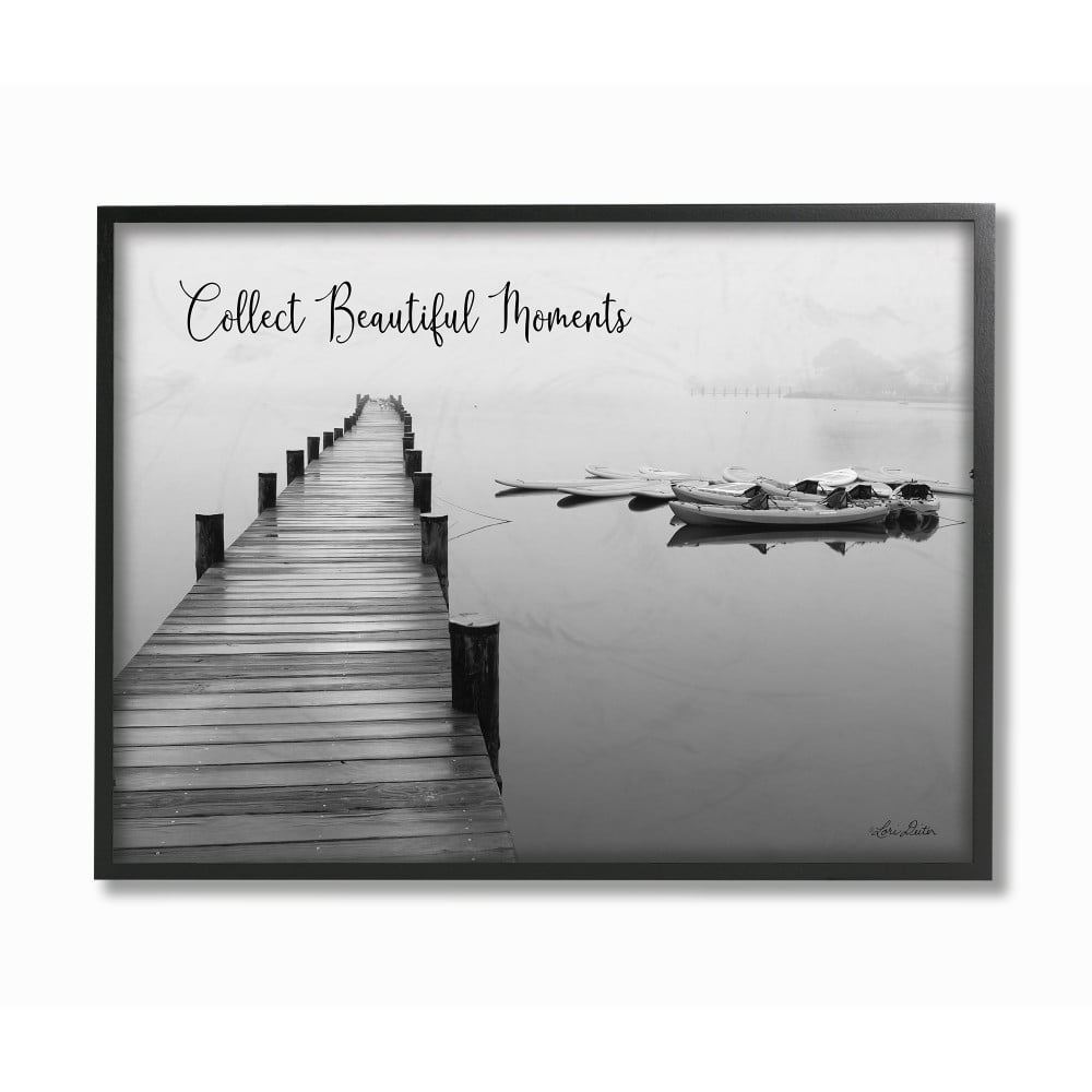 The Stupell Home Decor Black and White Calm Lake Photography Collect Beautiful Moments