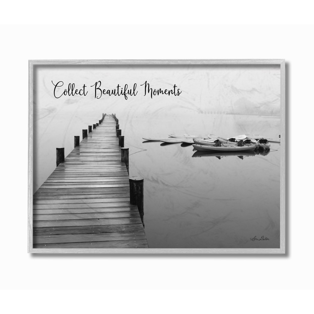 The Stupell Home Decor Black and White Calm Lake Photography Collect Beautiful Moments