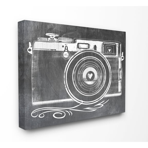The Stupell Home Decor Black and White Lithograph Look Camera with Heart Lens