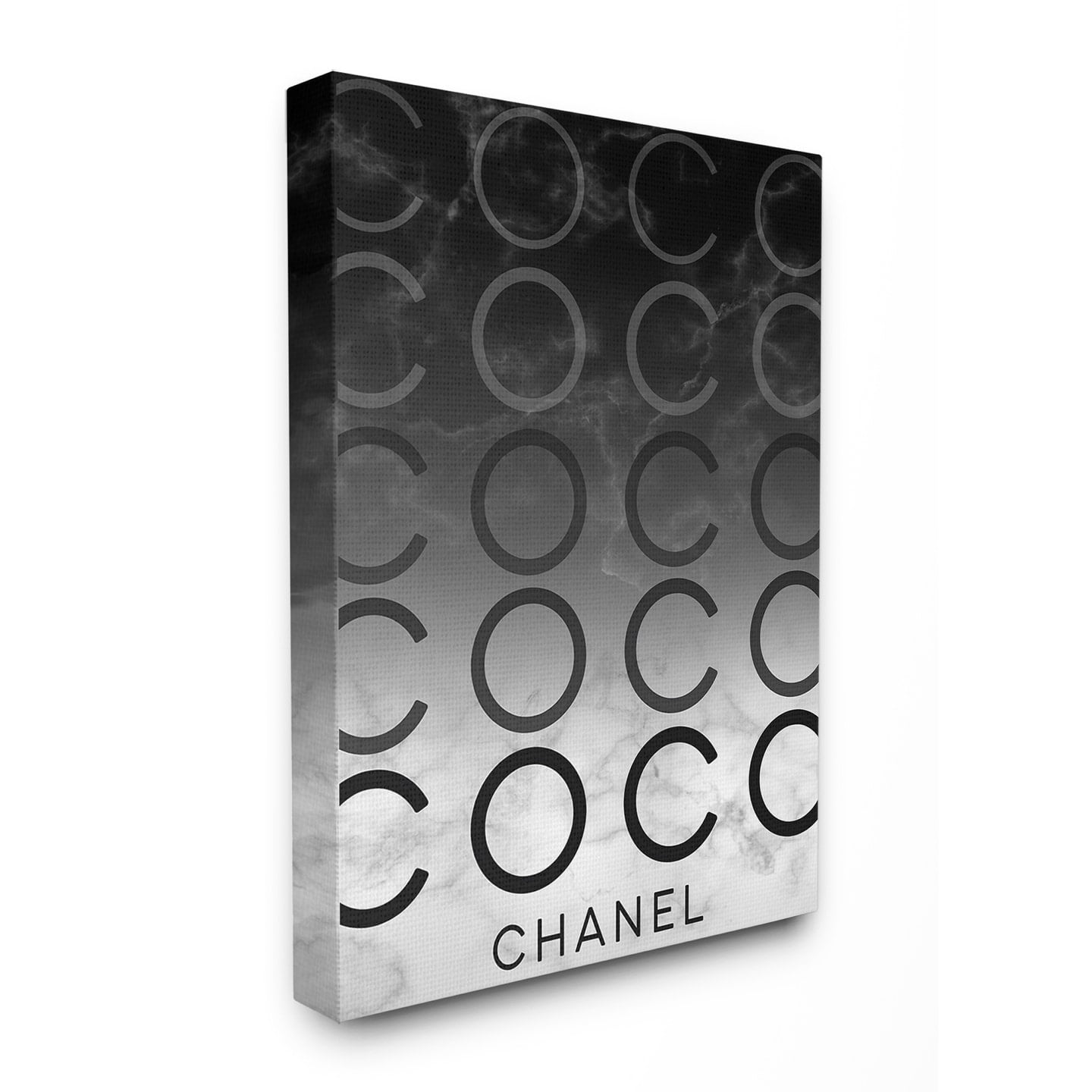 The Stupell Home Decor Black and White Ombre C and O Typography on Marble Canvas Wall Art