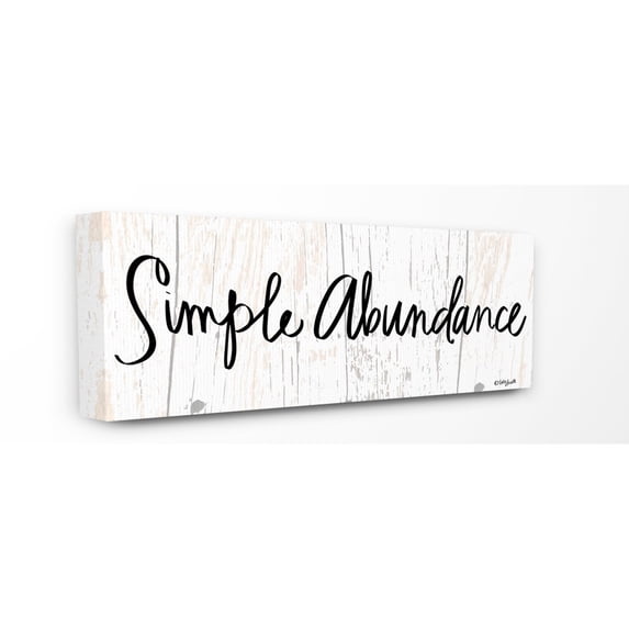 The Stupell Home Decor Black and White Script Simple Abundance Wood Look Sign