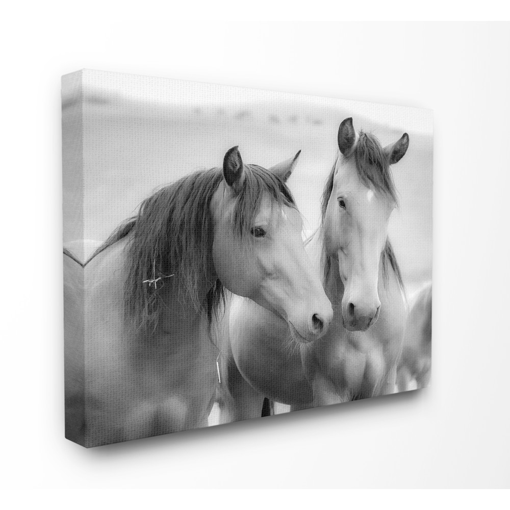 The Stupell Home Decor Black and White Soft Graphite Look Two Horses Photograph