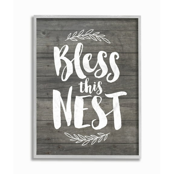The Stupell Home Decor Bless This Nest Planks Gray Framed Texturized Art