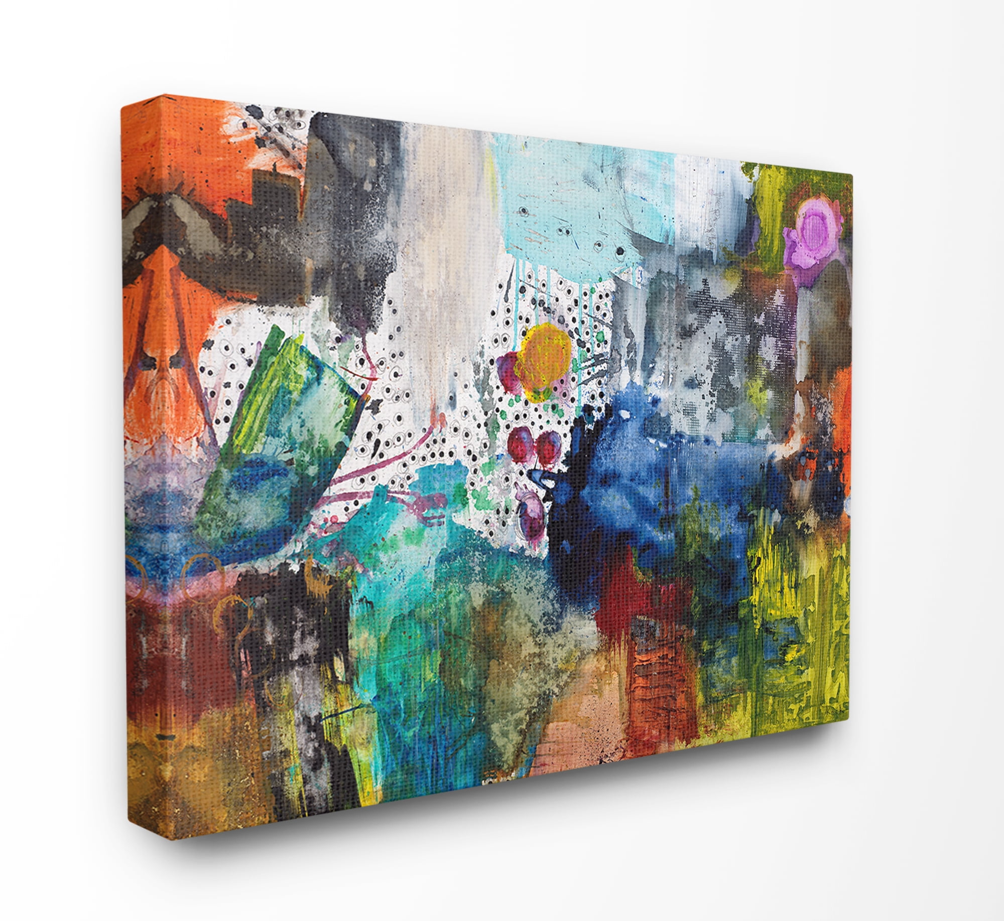 The Stupell Home Decor Bright Palette Mess with Dots Abstract Painting Canvas Wall Art