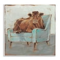 thumbnail image 1 of The Stupell Home Decor Brown Bull on a Blue Couch Neutral Color Painting Wall Plaque Art, 1 of 5