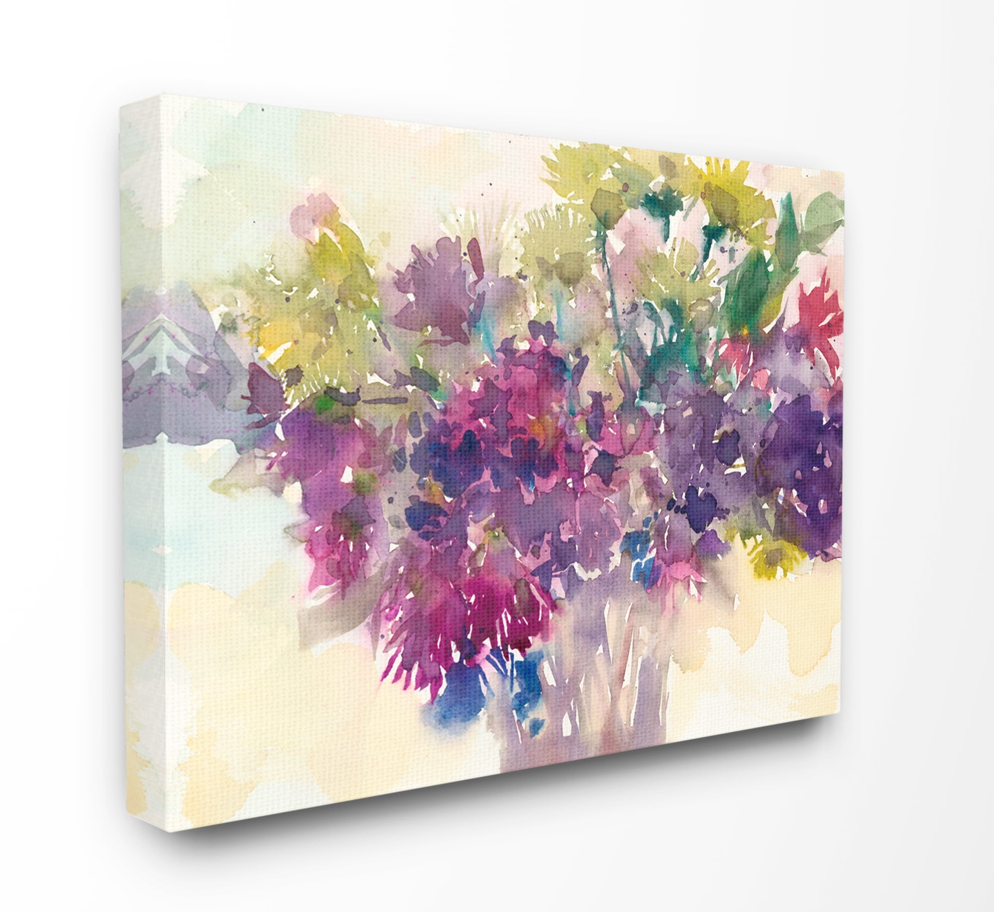 The Stupell Home Decor Bursting Bright Purple Watercolor Bouquet Canvas Wall Art