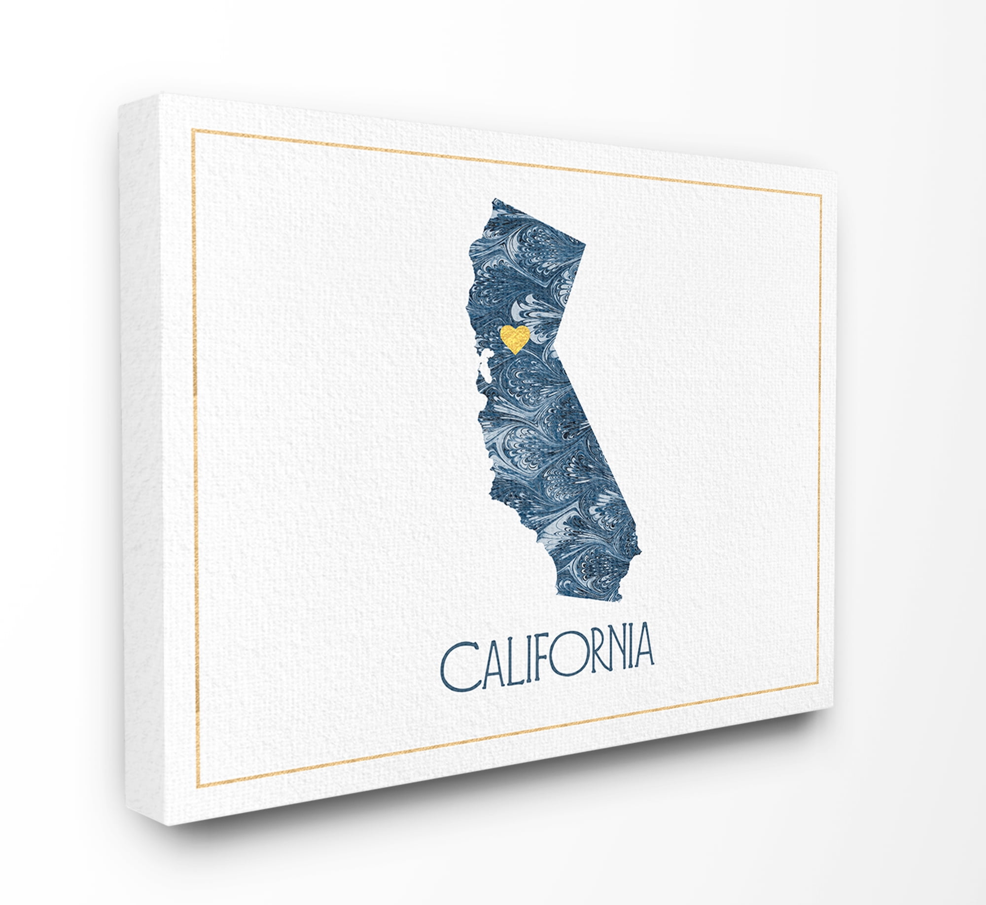 The Stupell Home Decor California Minimal Blue Marbled Paper Silhouette Canvas Wall Art