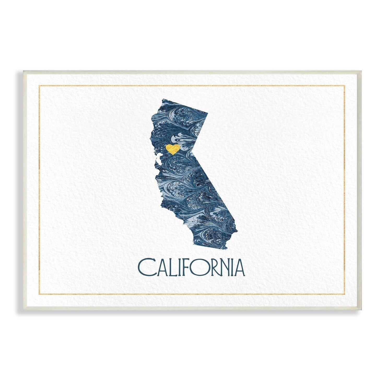 The Stupell Home Decor California Minimal Blue Marbled Paper Silhouette Wall Plaque Art