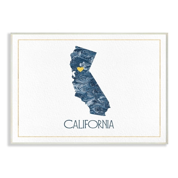 The Stupell Home Decor California Minimal Blue Marbled Paper Silhouette Wall Plaque Art