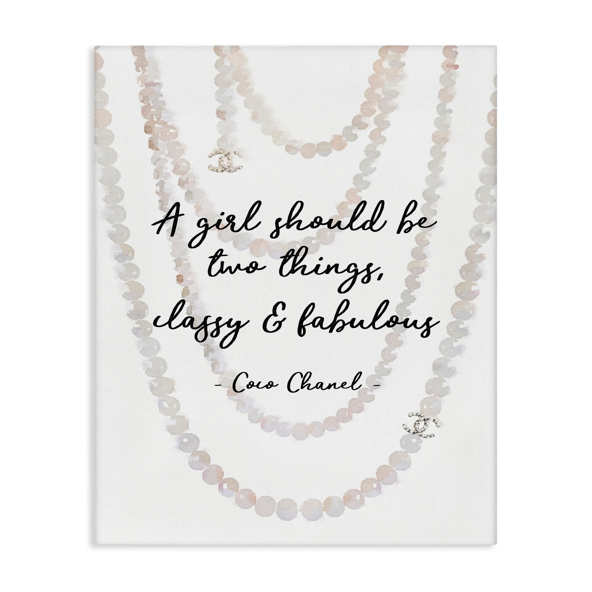 The Stupell Home Decor Classy and Fabulous Fashion Quote with Pearls Canvas Wall Art