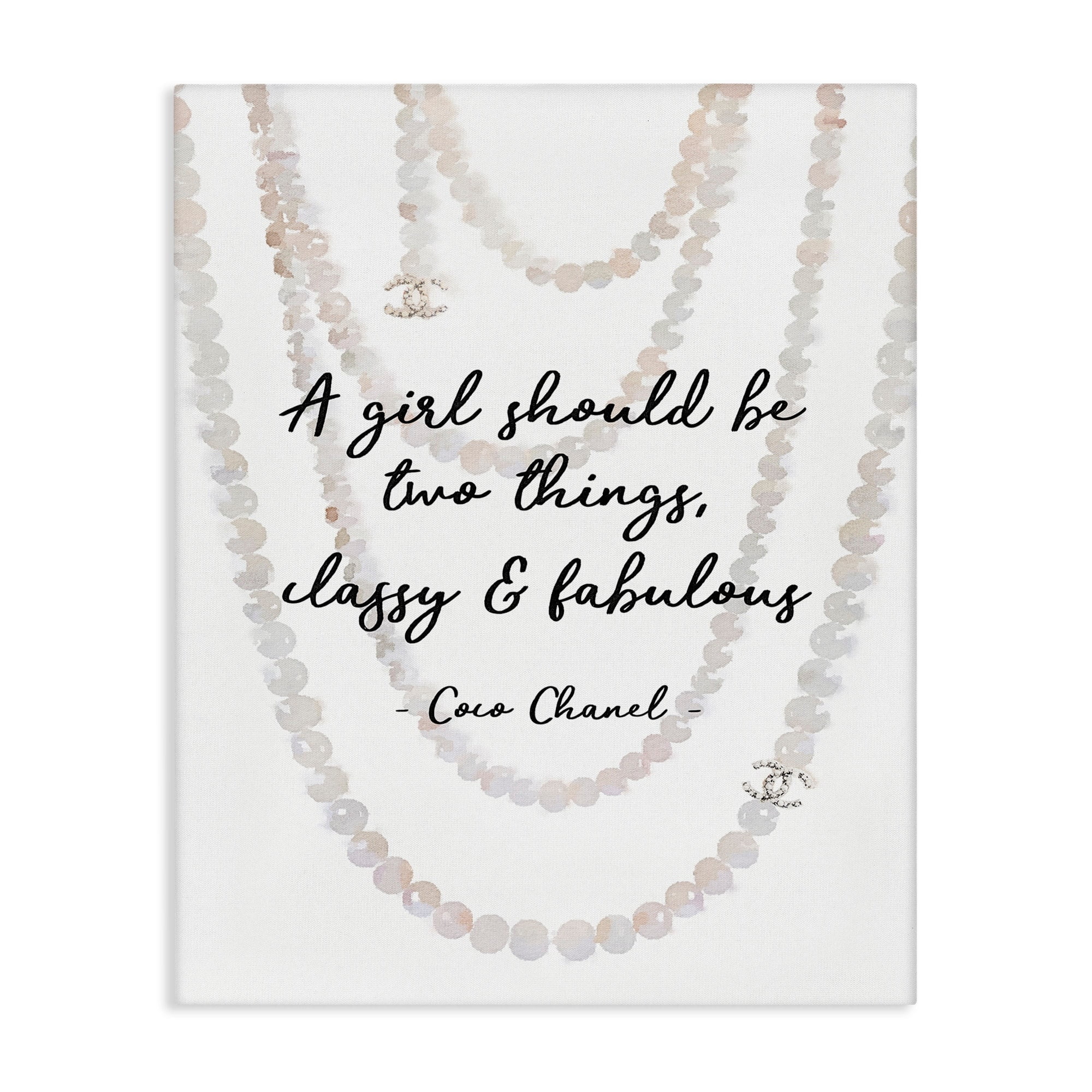 The Stupell Home Decor Classy and Fabulous Fashion Quote with Pearls Canvas Wall Art
