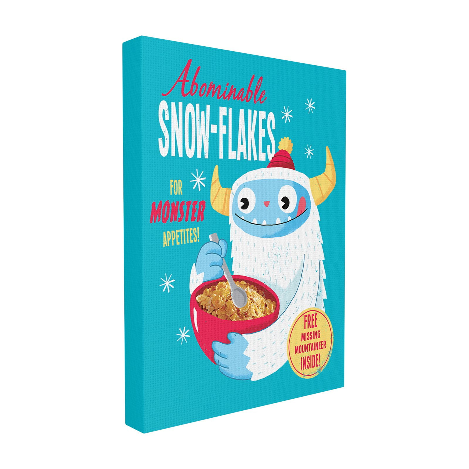 The Stupell Home Decor Collection Abominable Snow-Flakes Monster Poster Style Cereal Box Art Oversized Stretched Canvas Wall Art, 24 x 1.5 x 30