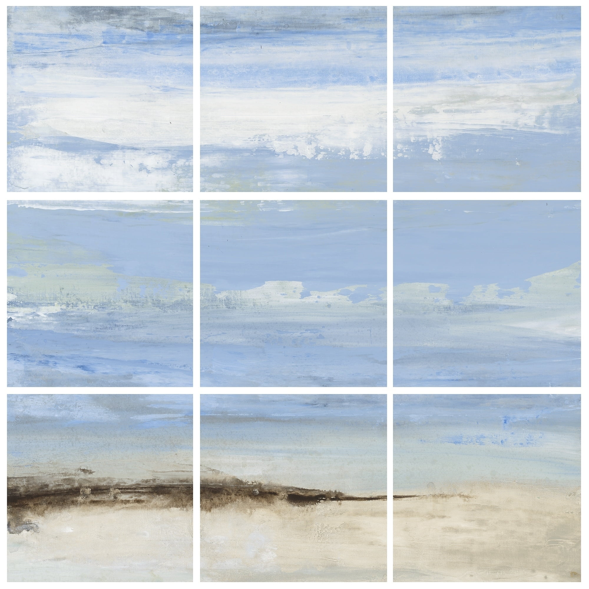 The Stupell Home Decor Collection Abstract Beach Seascape by Liz Jardine 9 Piece Canvas Wall Art Set