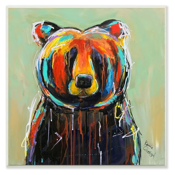 The Stupell Home Decor Collection Abstract Colorful Painted Black Bear Wall Art