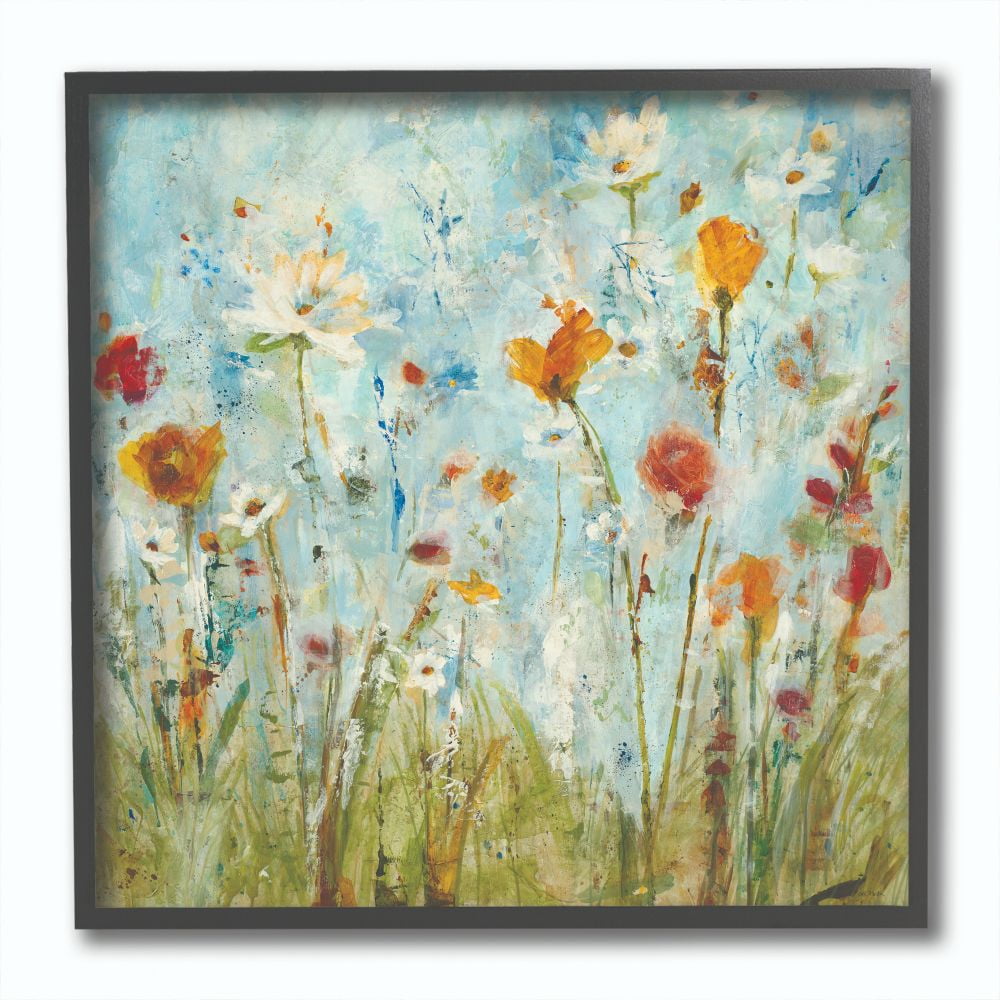 Bright Multicolor Abstract Wildflowers Canvas Print for Kids Nursery