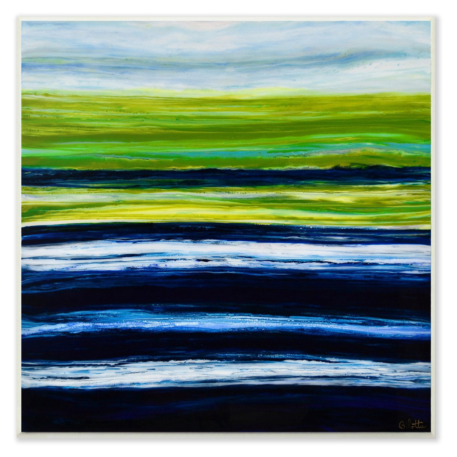 the stupell home decor collection acrylic resin hills and plains sunset abstract stretched canvas wall art, 17 x 1.5 x 17