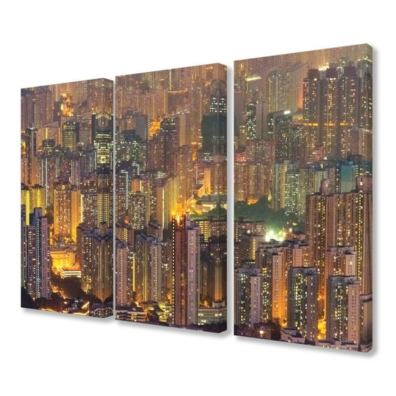 The Stupell Home Decor Collection Aerial View of Hong Kong at Dusk Canvas Wall Art