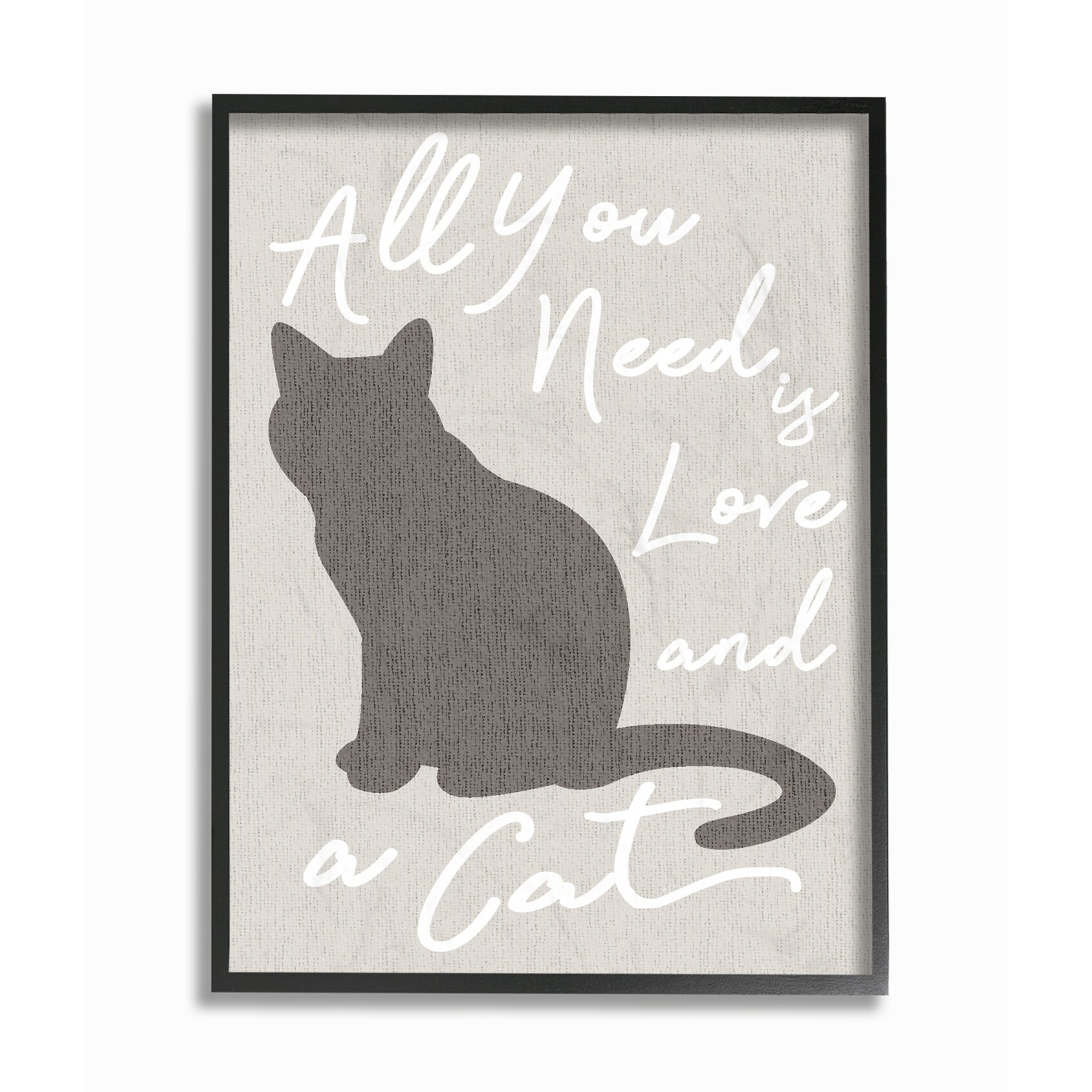 Stupell All You Need is Love and a Cat Framed Giclee Texture Art 11 x 14