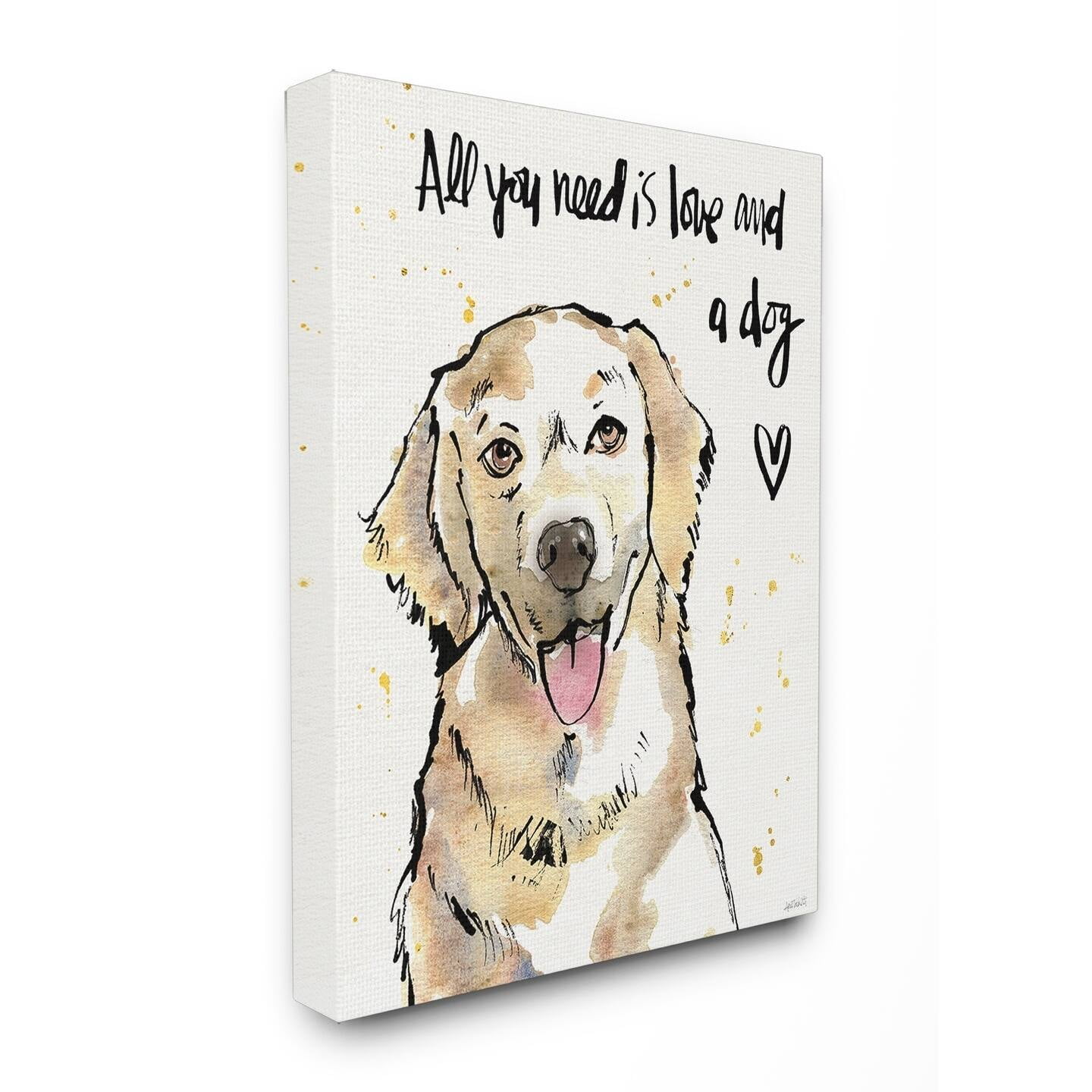 The Stupell Home Decor Collection All You Need is Love and a Dog Illustration Oversized Stretched Canvas Wall Art