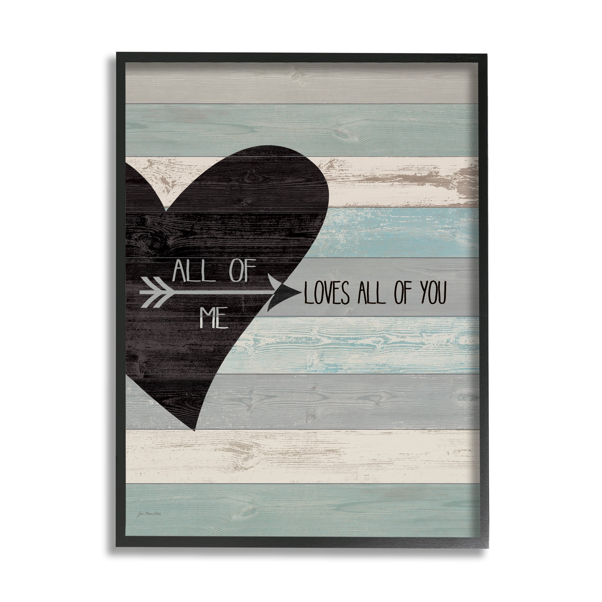 stupell home dcor all of me loves all of you distressed heart framed giclee texturized art, 11 x 1.5 x 14