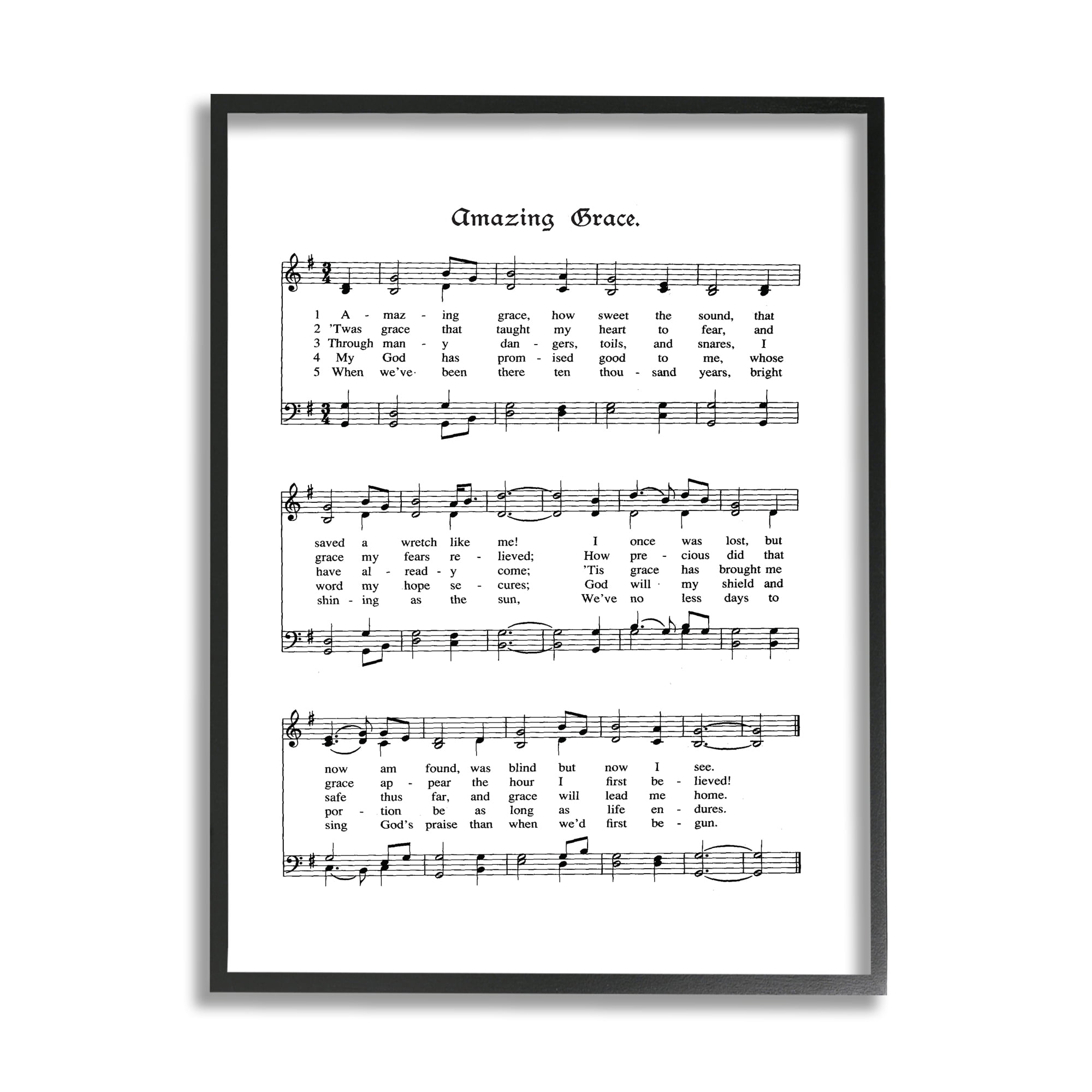 Amazing Grace Black Wood Framed Motivational Quote Print