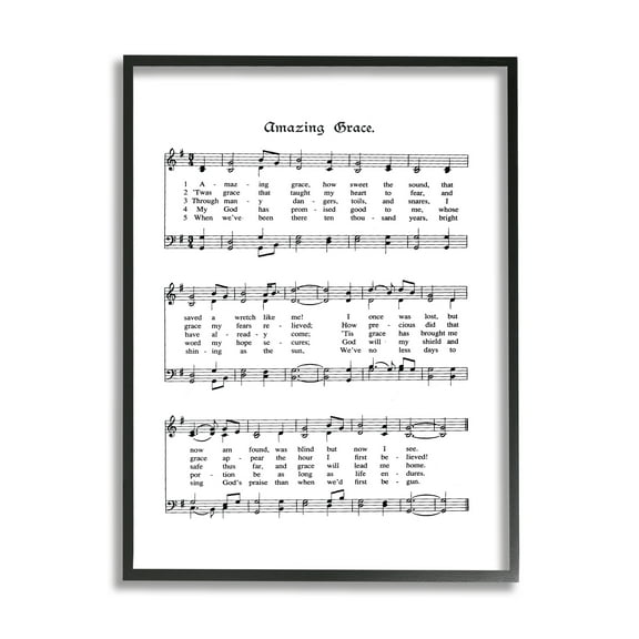 The Stupell Home Decor Collection Amazing Grace Vintage Sheet Music Wall Art