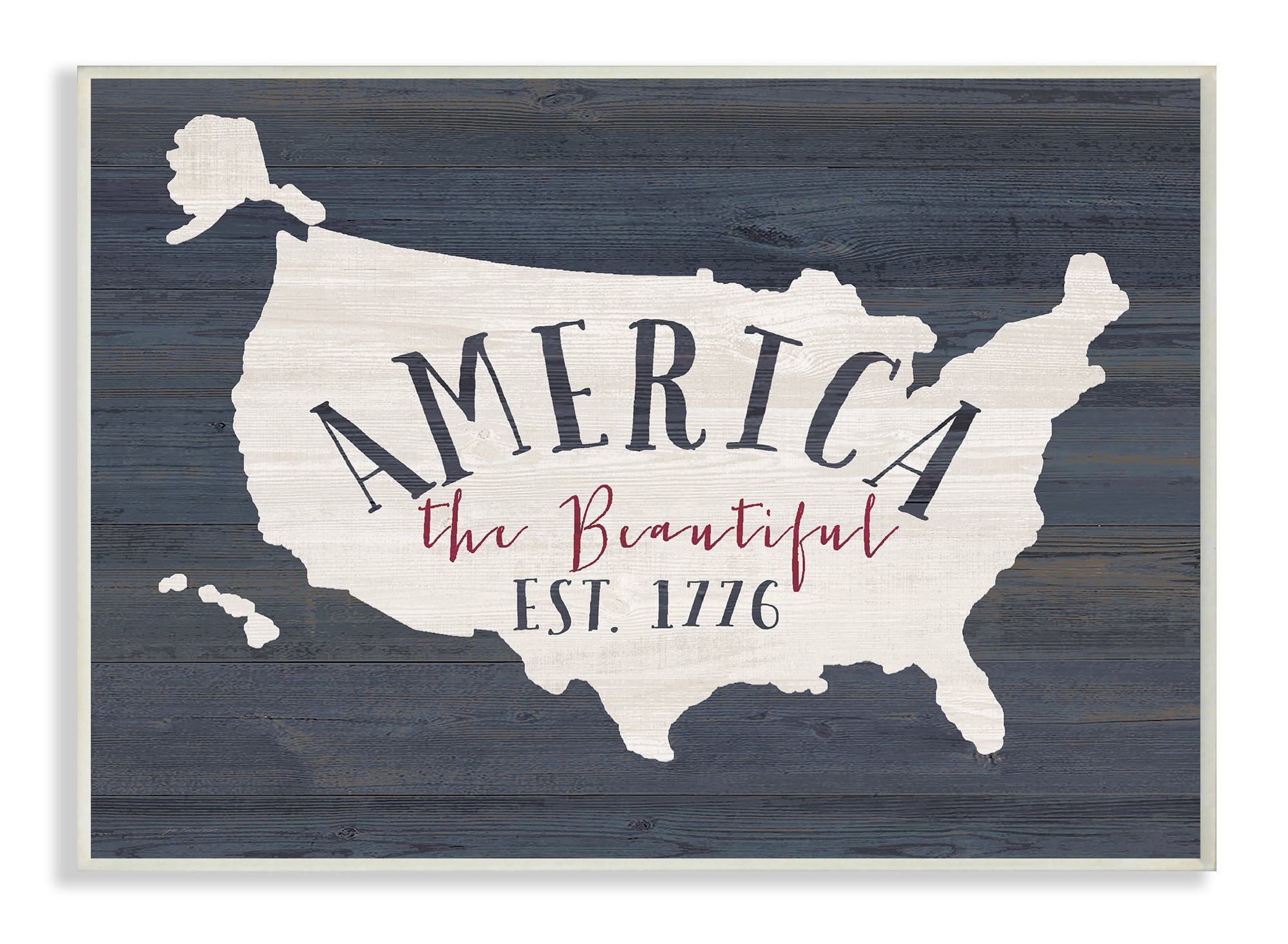 The Stupell Home Decor Collection America The Beautiful Est 1776 Wall Plaque Art, 10 x 0.5 x 15