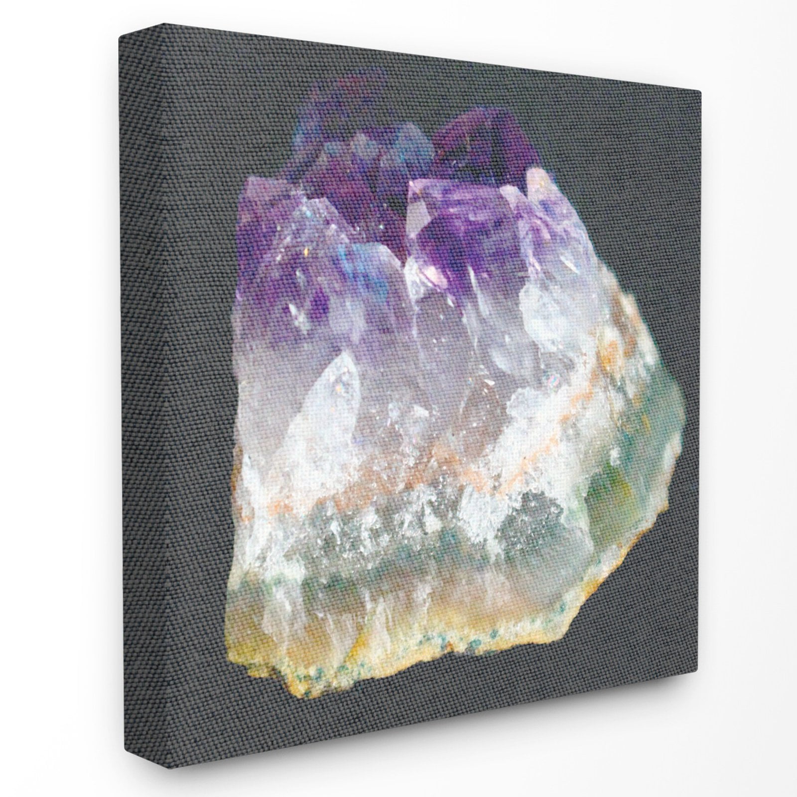 Amethyst Geode Print on Gray Linen Canvas for Kids