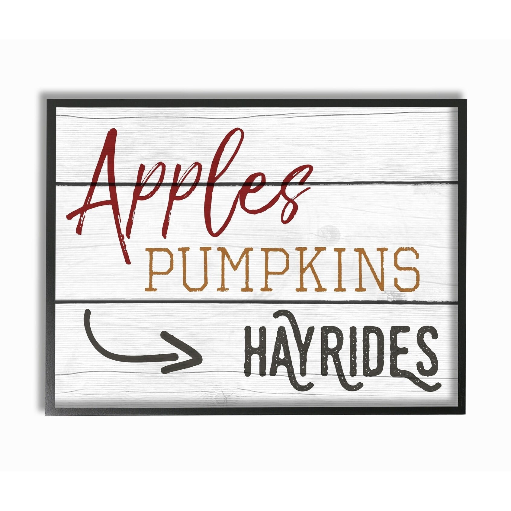 Stupell  Apples Pumpkins Hayrides Vintage Sign Framed Giclee Texturized Art 16 x 20
