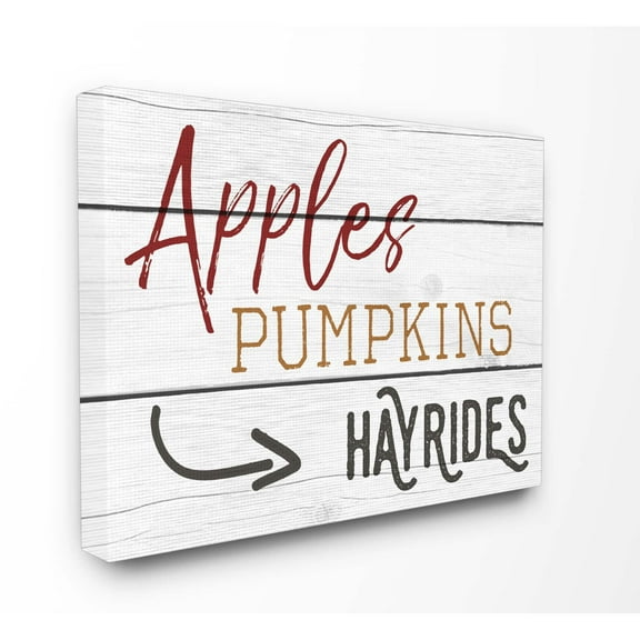 The Stupell Home Decor Collection Apples Pumpkins Hayrides Vintage Sign Wall Art