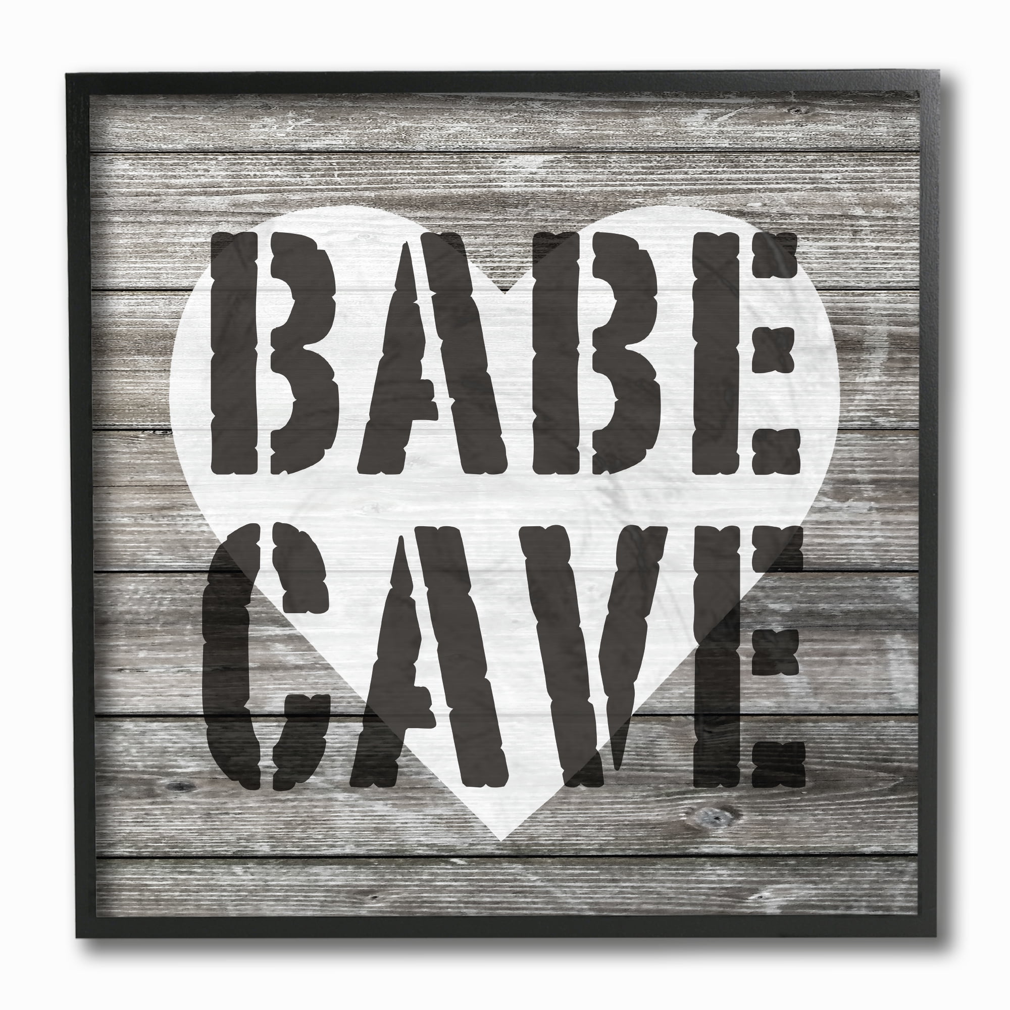 The Stupell Home Decor Collection Babe Cave Glam Girl Planks Framed Giclee Texturized Art, 12 x 1.5 x 12