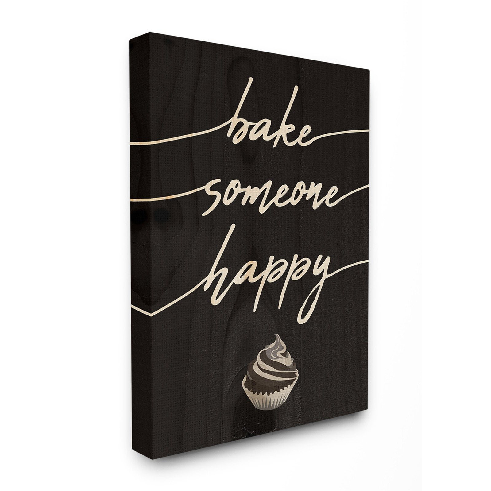 the stupell home decor collection bake someone happy cupcake script typography framed giclee texturized art, 11 x 1.5 x 14