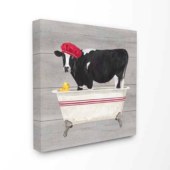 The Stupell Home Decor Collection Bath Time For Cows at Tub Canvas Wall Art