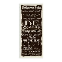 The Stupell Home Decor Collection Bathroom Rules Chocolate White Wall Plaque Art, 7 x 0.5 x 17