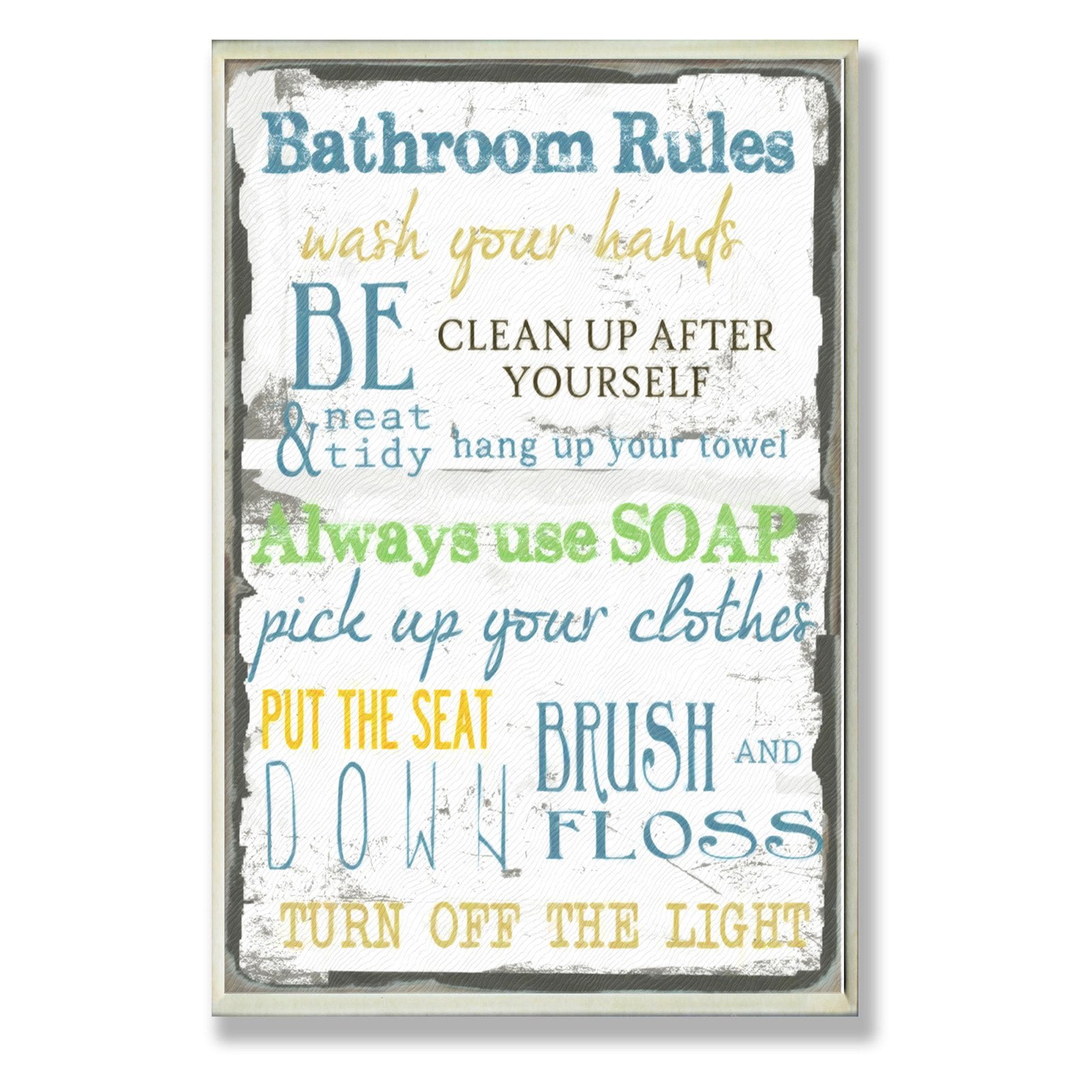 The Stupell Home Decor Collection 'Bathroom Rules ' Typography Bathroom Oversized Wall Plaque Art, 12.5 x 0.5 x 18.5