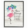 thumbnail image 1 of The Stupell Home Decor Collection Be A Flamingo Floral Watercolor on White Planks Wall Art, 1 of 5